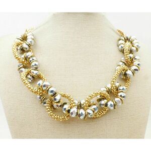 AMRITA SINGH Statement Twist Necklace Beaded Gold-Tone Strand